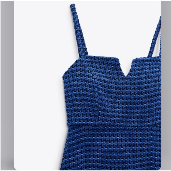 Zara TEXTURED WEAVE TANK DRESS Size Large - Picture 8 of 9